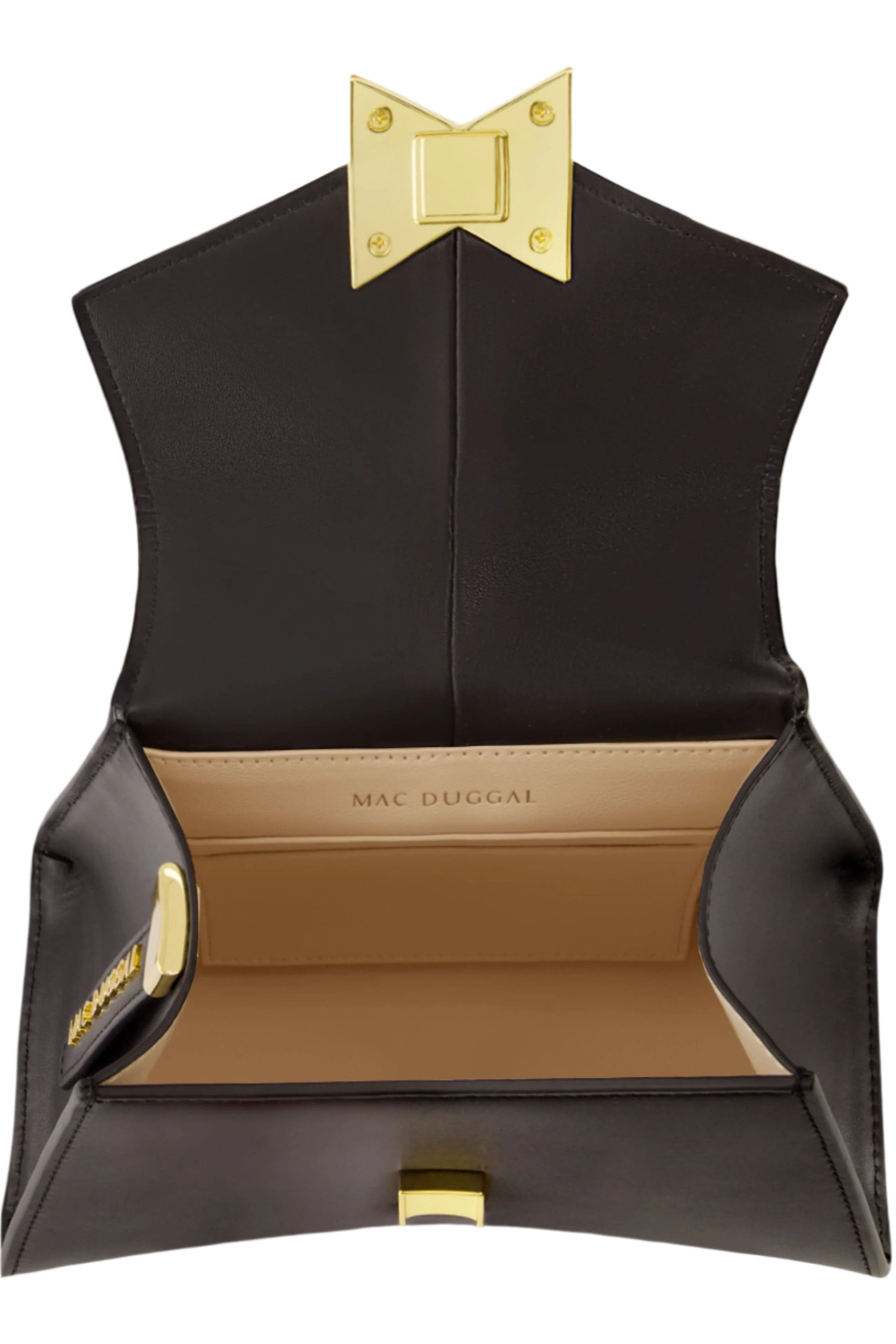 Gold Hardware Detail Angular Mini Leather Handbag, Alternate, color, Black