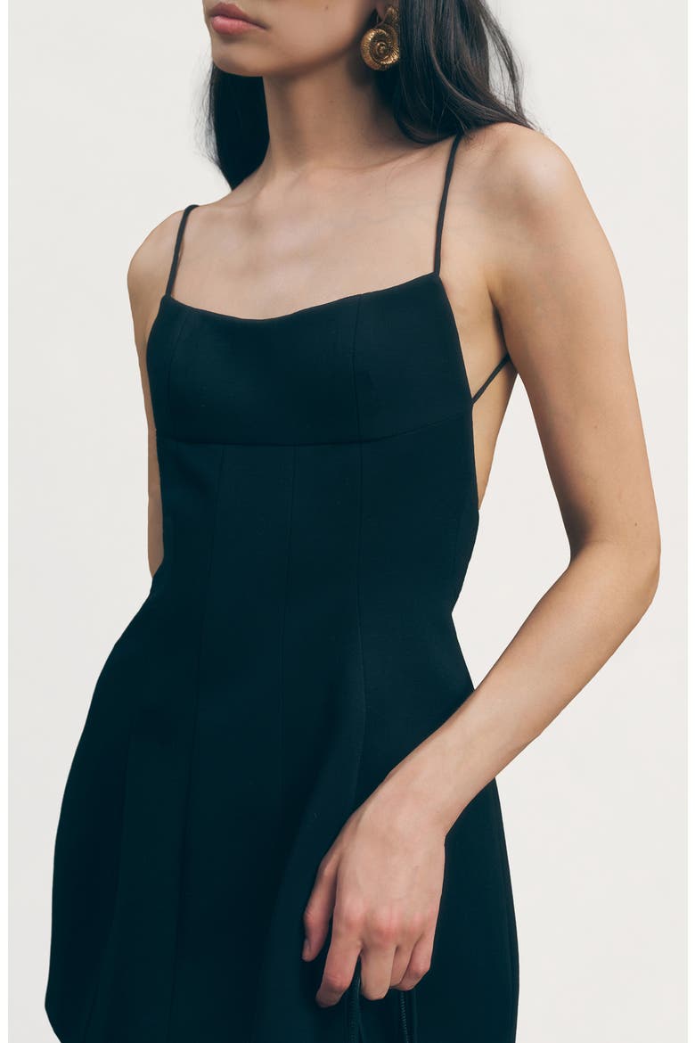 Rhea Scoop Back Ponte Minidress, Alternate, color, BLACK