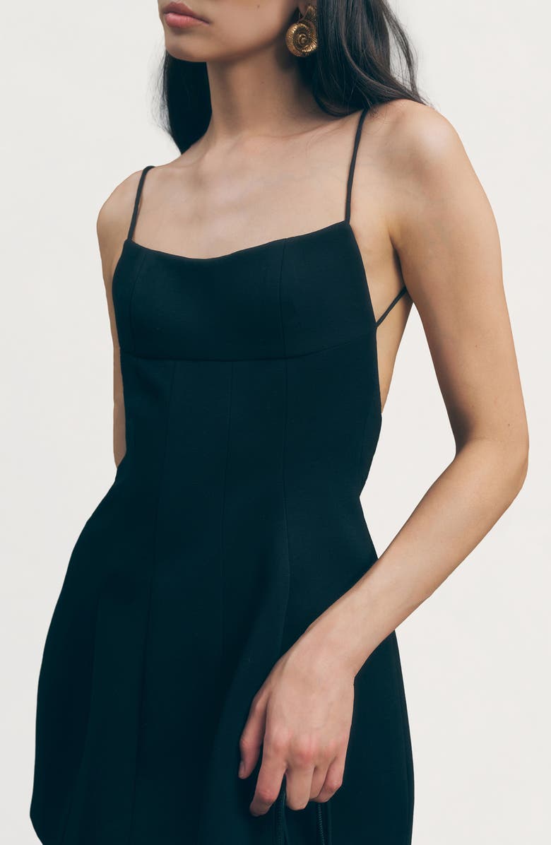 MAUDE CLUB Rhea Scoop Back Ponte Minidress, Alternate, color, Black