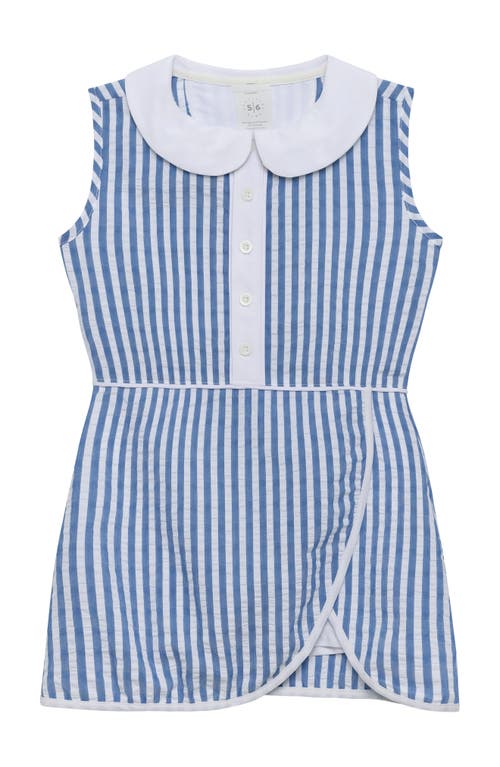 Courtside Kids Girls Seersucker Stripe Tennis Skort Dress In Blue Seersucker