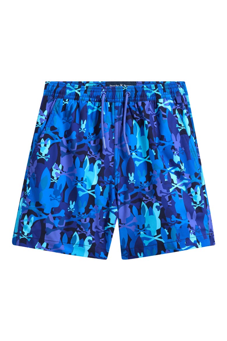 Kids' Allover Bunny Print Swim Trunks, Main, color, MULTI BLUE