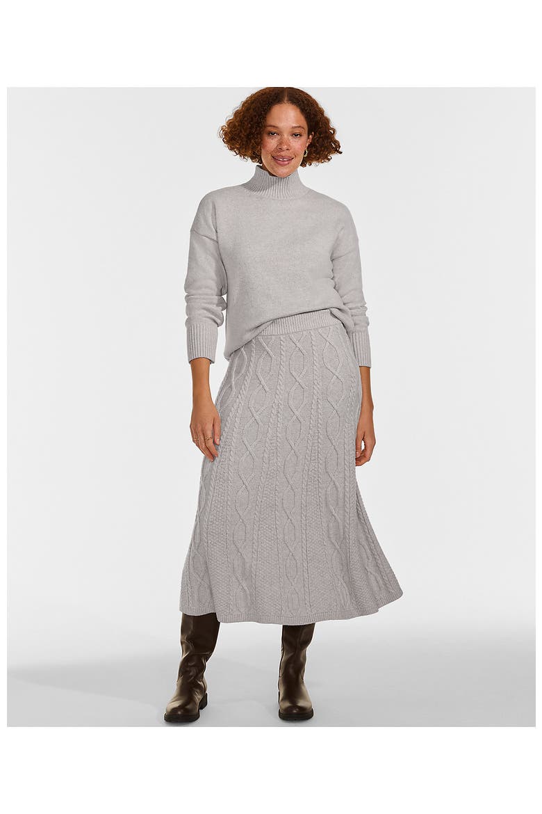 Cozy Lofty Cable Fluted Midi Sweater Skirt, Alternate, color, Oatmeal Tan Heather