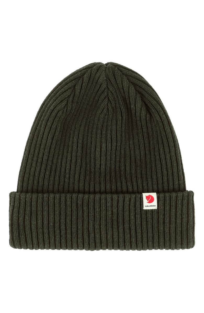 Fjällräven Ribbed Performance Beanie, Main, color, Deep Forest
