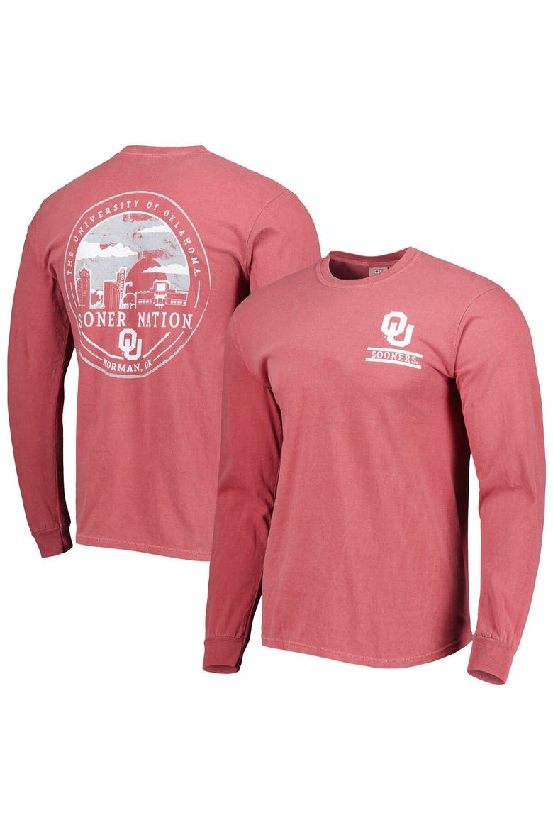 Men's Crimson Oklahoma Sooners Circle Campus Scene Long Sleeve T-Shirt, Main, color, Crimson
