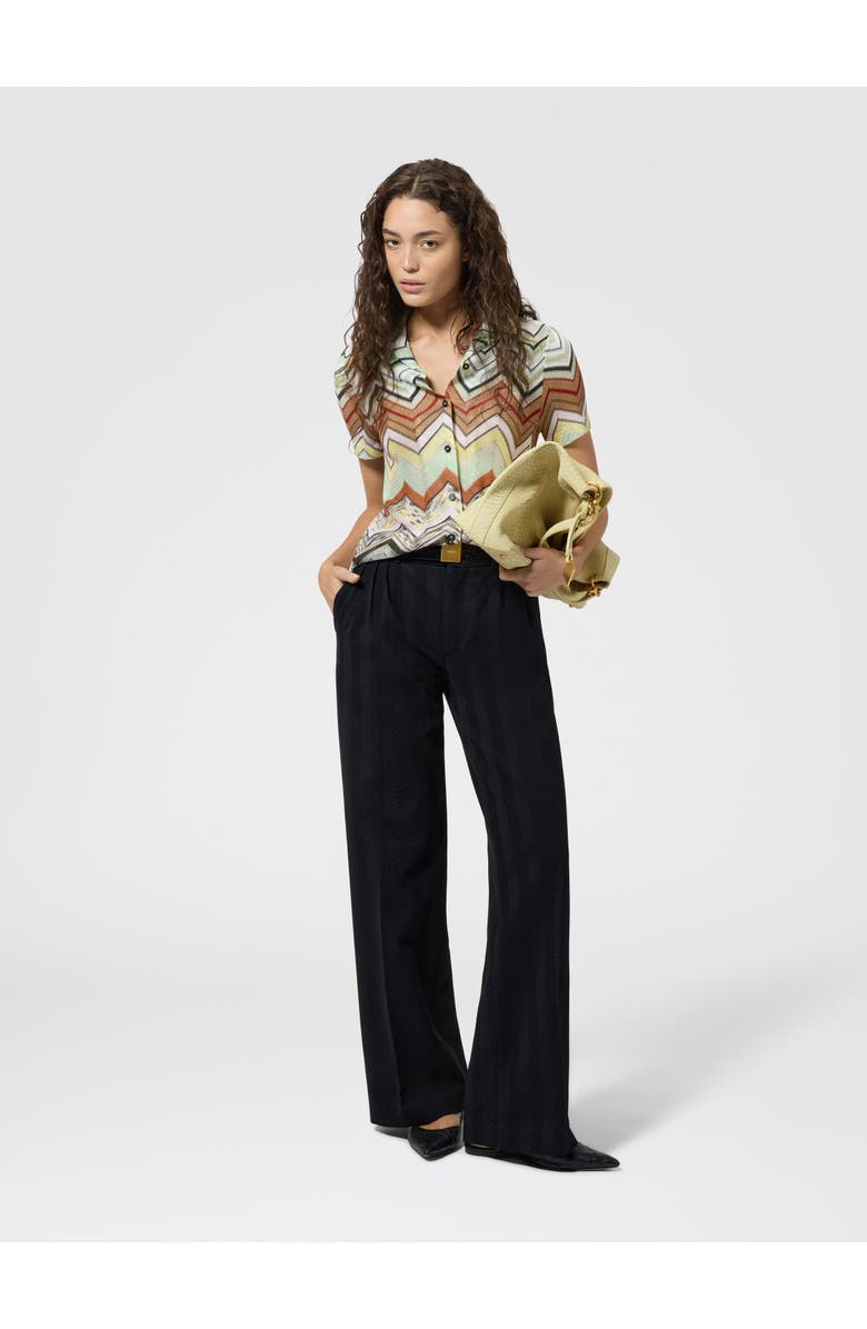 Missoni Classic Trousers In Cotton And Viscose Tone-on-tone Zig Zag, Alternate, color, Black