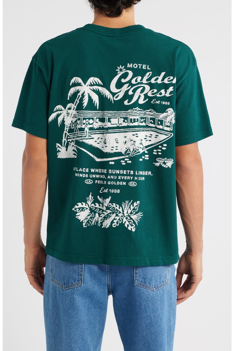 NPL Motel Golden Rest Graphic T-Shirt, Alternate, color, WASHED GREEN