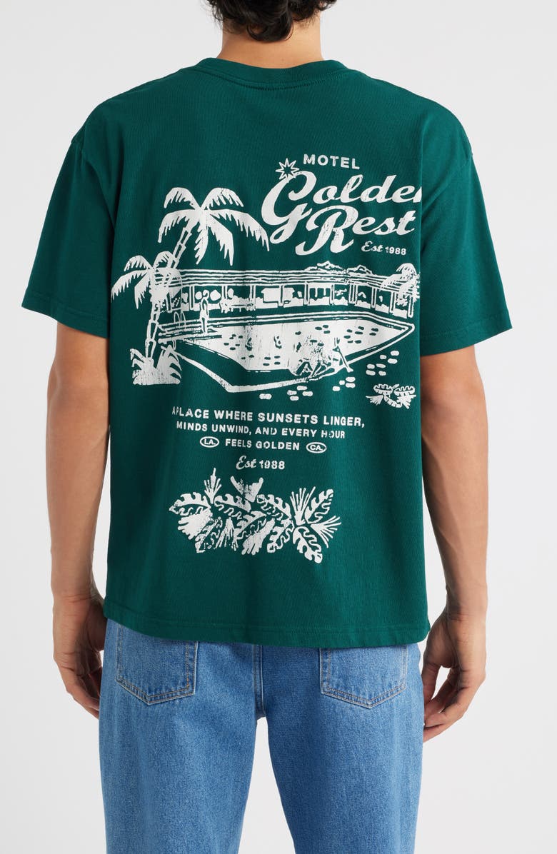 ID Supply Co NPL Motel Golden Rest Graphic T-Shirt, Alternate, color, Washed Green