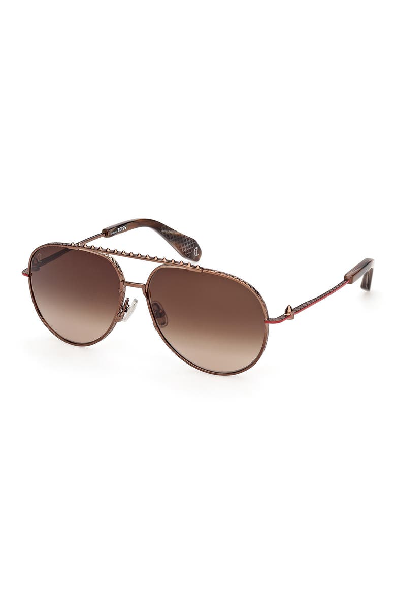61mm Pilot Sunglasses, Alternate, color, SHINY BROWN / ZEISS BROWN GRADIENT WITH RED AR