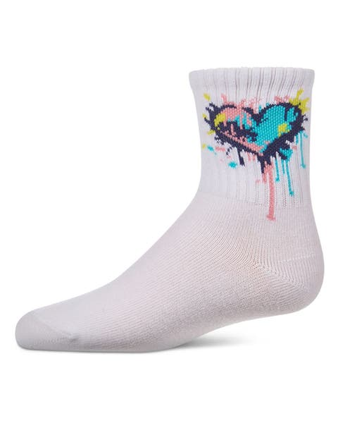 Colorful Splatter Heart  Novelty  Crew Sock