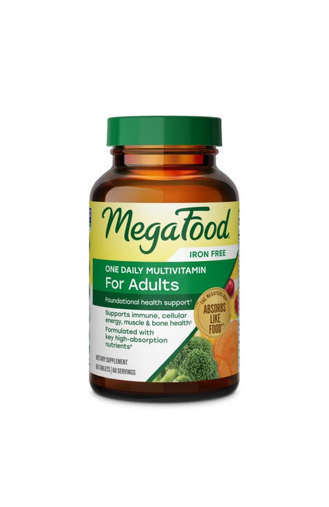 One Daily Multivitamin for Women & Men, Iron Free Multivitamin, Vegetarian, Non-GMO, 60 Tablets