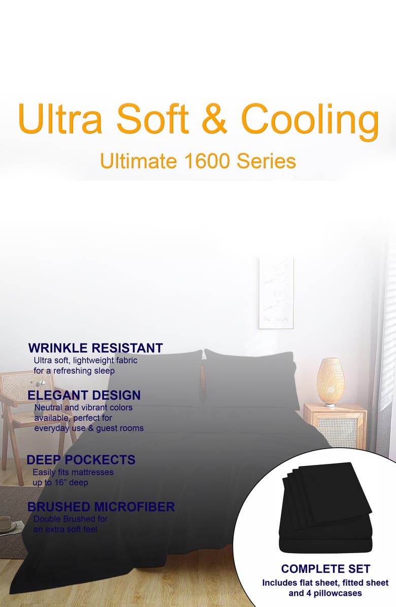 Luxury Home Brushed Microfiber Sheet Set, Alternate, color, Black