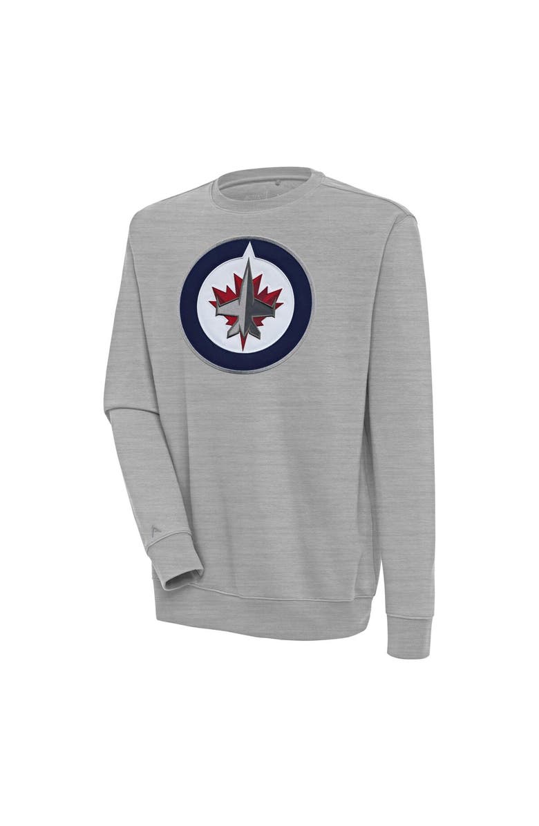 ANTIGUA Men's Antigua  Heather Gray Winnipeg Jets Victory Pullover Sweatshirt, Alternate, color, Heather Gray