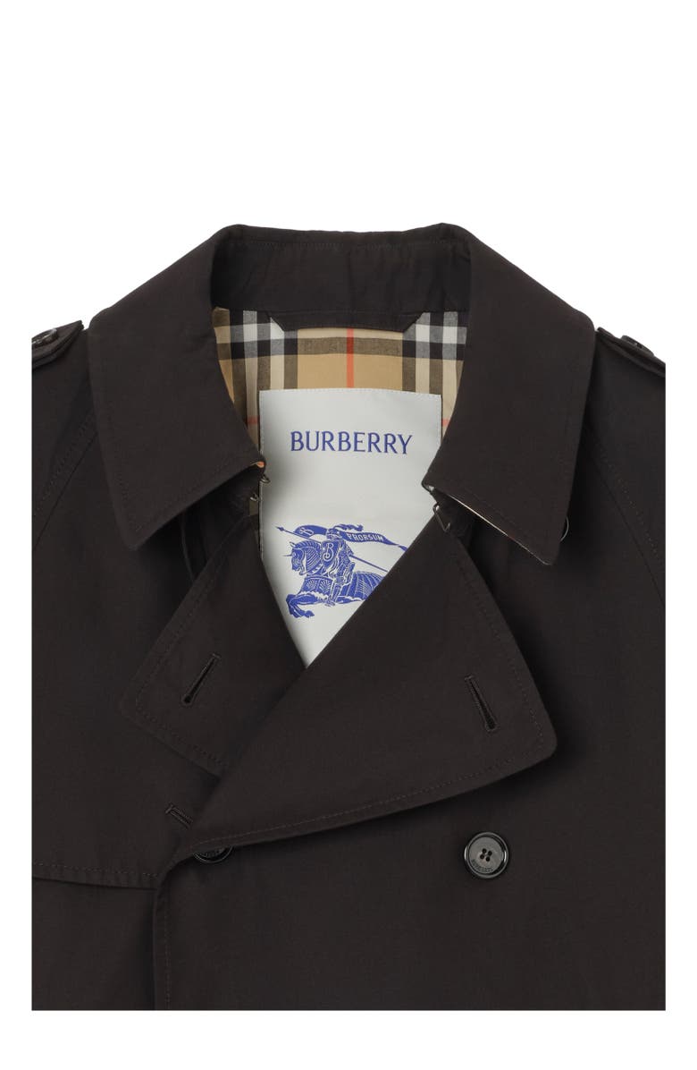 Burberry Cropped Tropical Gabardine Leadenham Trench Coat, Alternate, color, Black