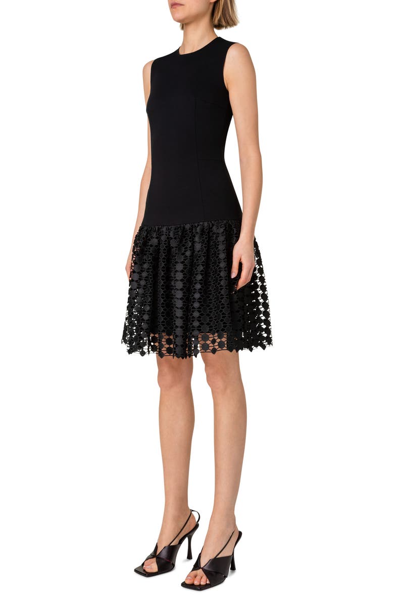 Akris punto Dot Guipure Lace Hem Jersey Dress, Alternate, color, 