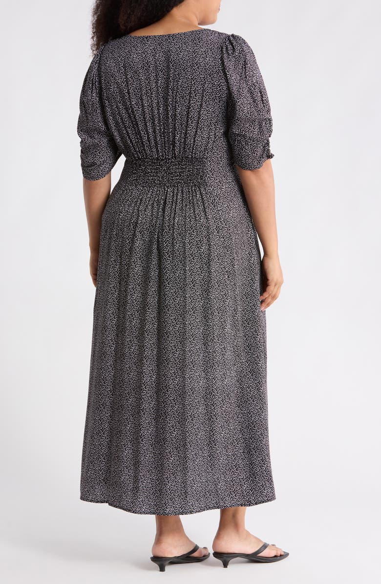 Renee C Dot Print Short Sleeve Maxi Dress, Alternate, color, Black