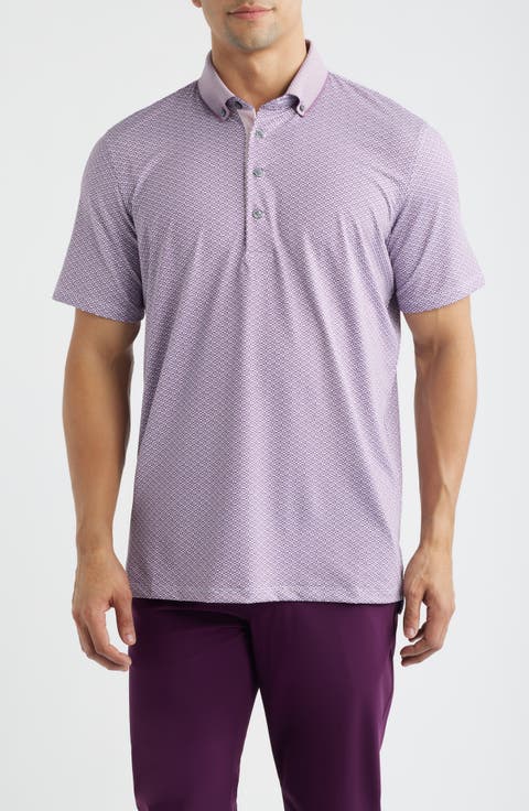 Guardian Geo Print Performance Button-Down Golf Polo