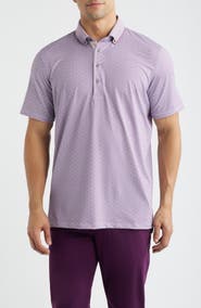 Greyson Guardian Geo Print Performance Button-Down Golf Polo
