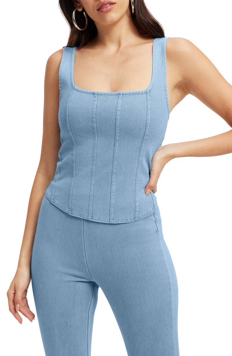 Good American Square Neck Corset Top, Main, color, 