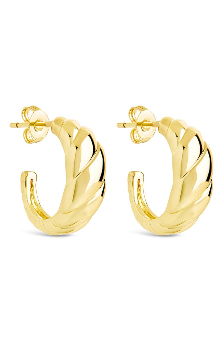 Sterling Forever Preston Tapered Croissant Hoop Earrings, Alternate, color, Gold