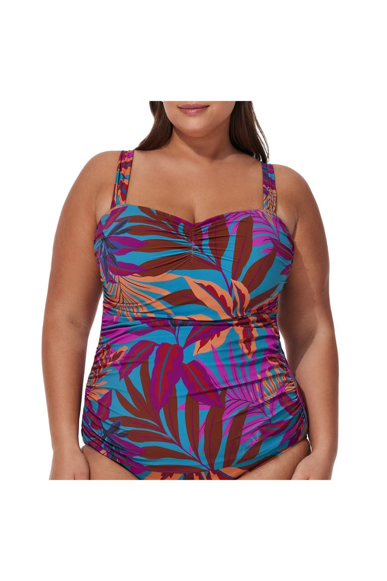 Plantopia Plus Size Tankini Top, Main, color, Multi-Teal