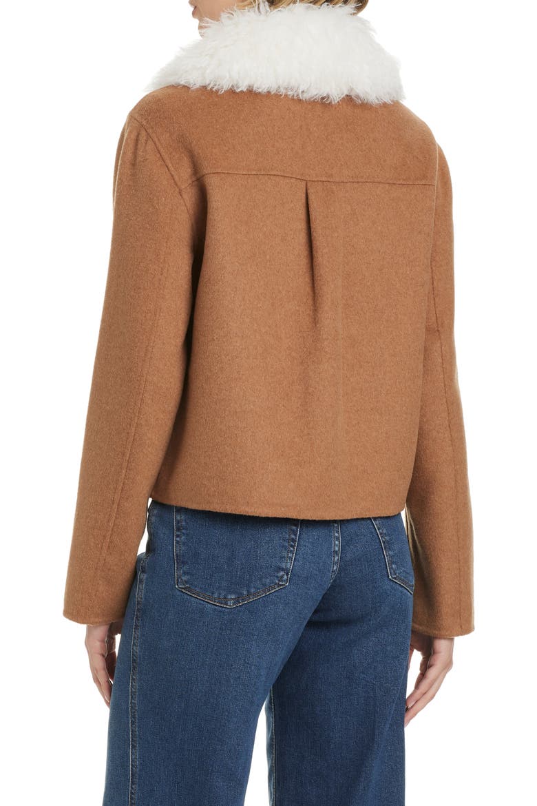 Wool Blend Jacket with Removable Faux Shearling Collar, Alternate, color, VICUNA