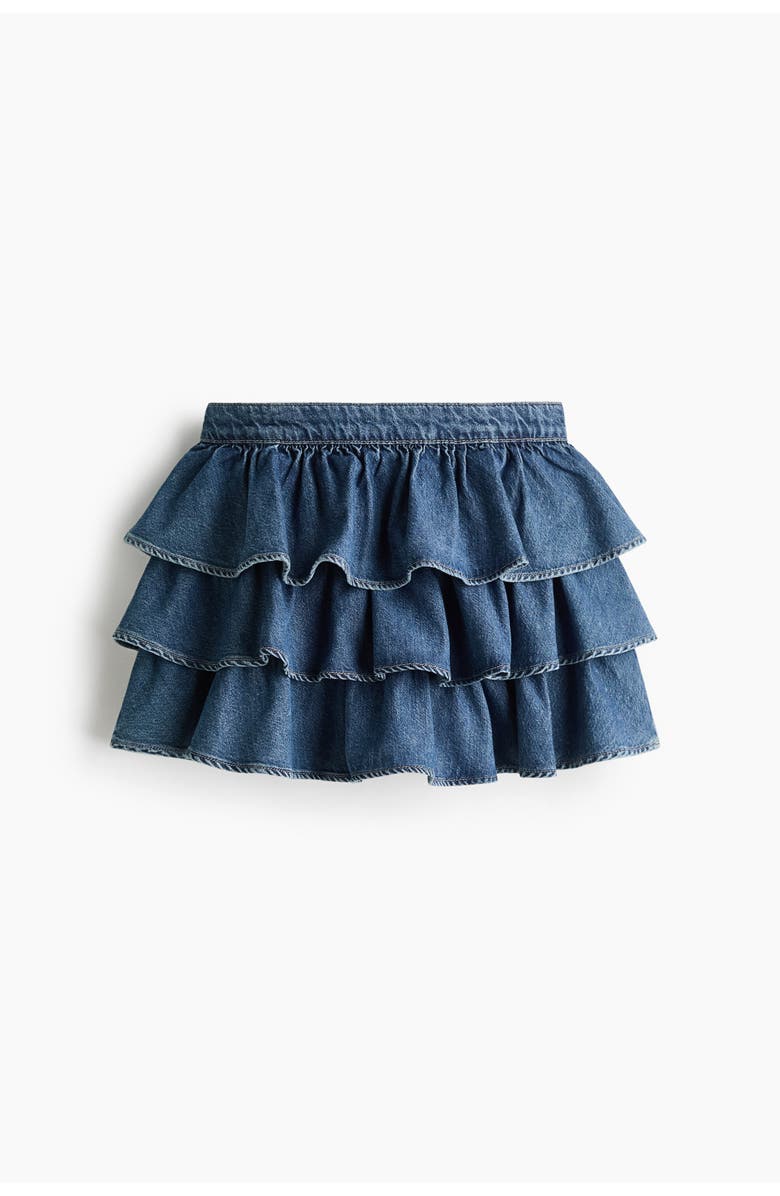H&M Tiered Denim Skirt, Main, color, Denim Blue