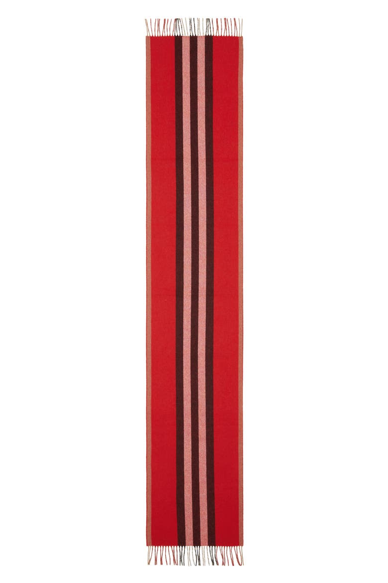 Icon Stripe Reversible Cashmere Scarf, Main, color, BRIGHT RED