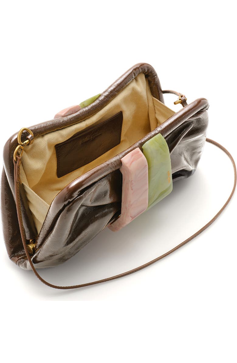 Cult Gaia Julita Leather Frame Clutch, Alternate, color, Luwak