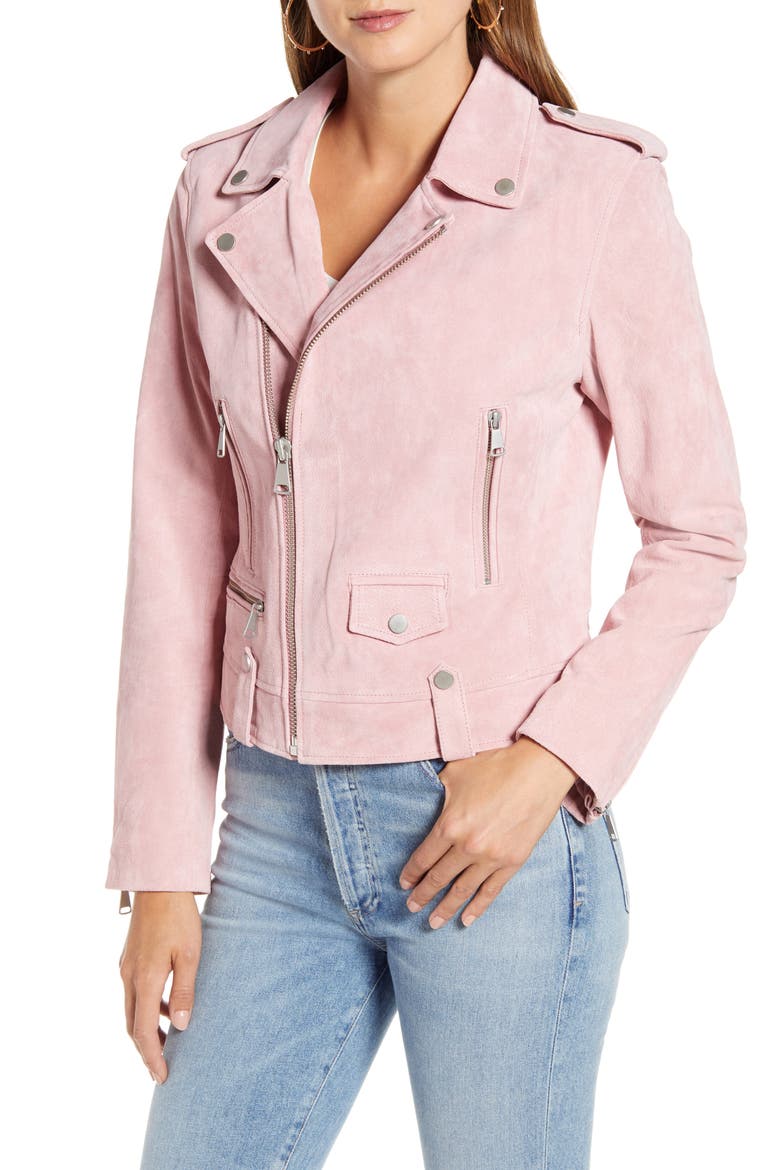 Suede Moto Jacket, Alternate, color, BLUSH