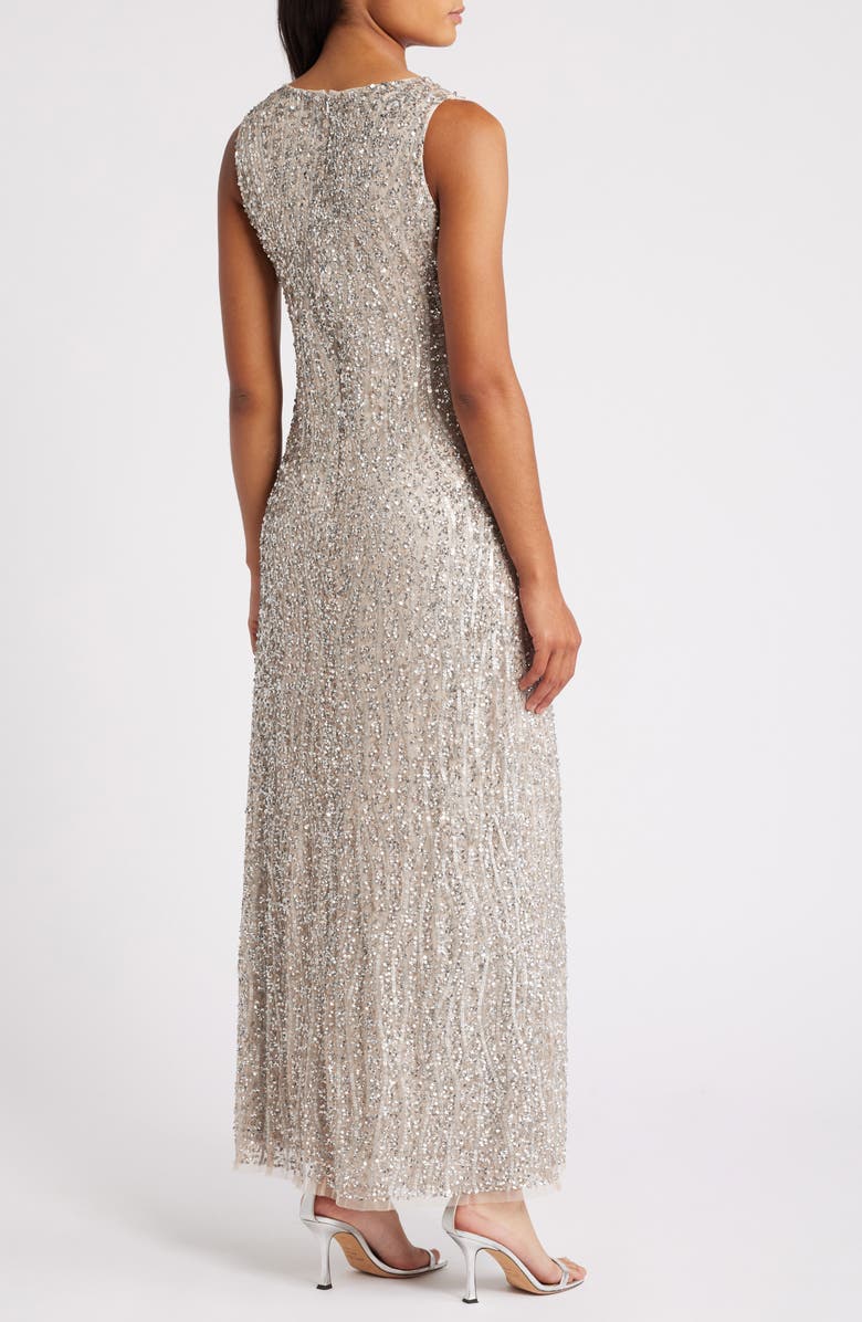 Pisarro Nights Sequin Stripe Sleeveless Gown, Alternate, color, Silver