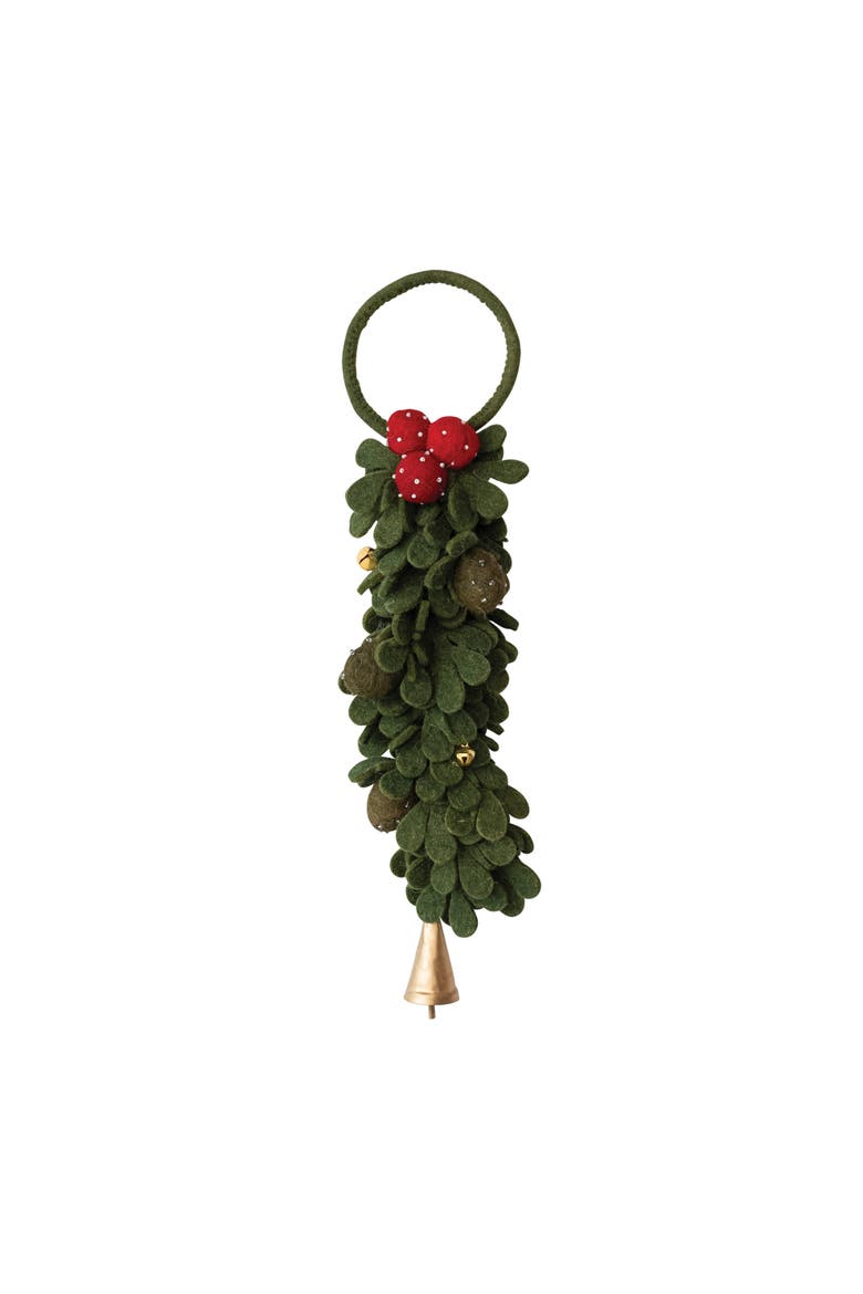 Wool Felt Leaves & Berries Door Hanger with Iron Bells, Alternate, color, Multicolor