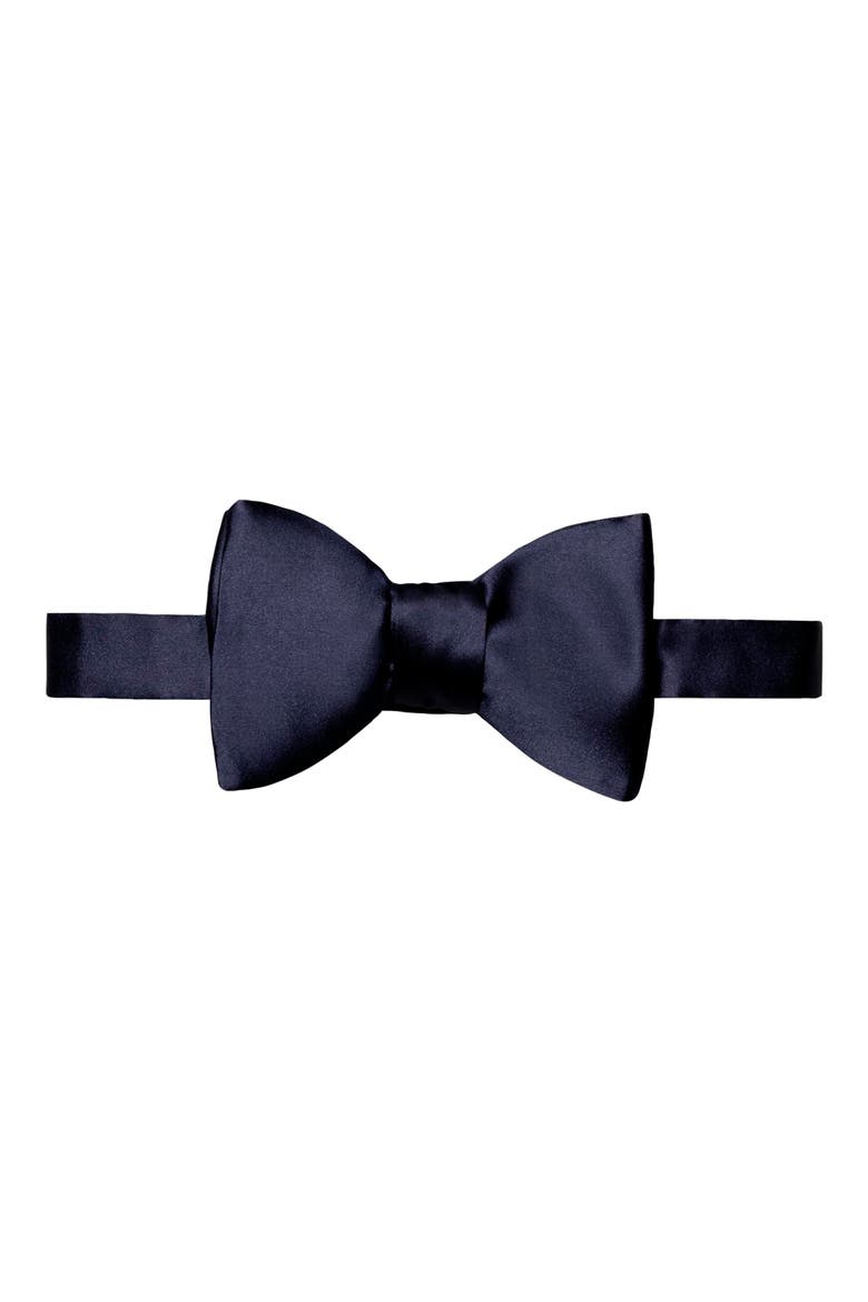 Silk Satin Bow Tie, Main, color, DARK BLUE
