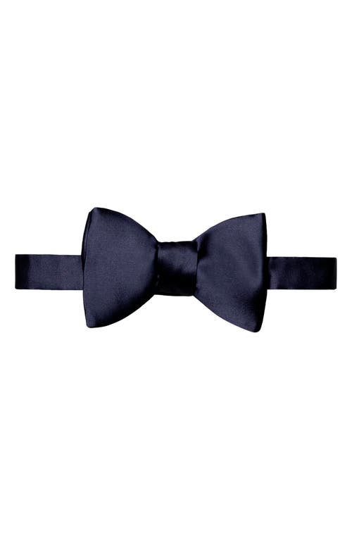 Eton Black Silk Satin Ready-tied Bow Tie In Dark Blue