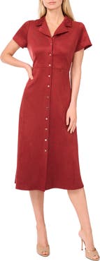 Vince Camuto Short Sleeve Faux Suede Midi Shirtdress