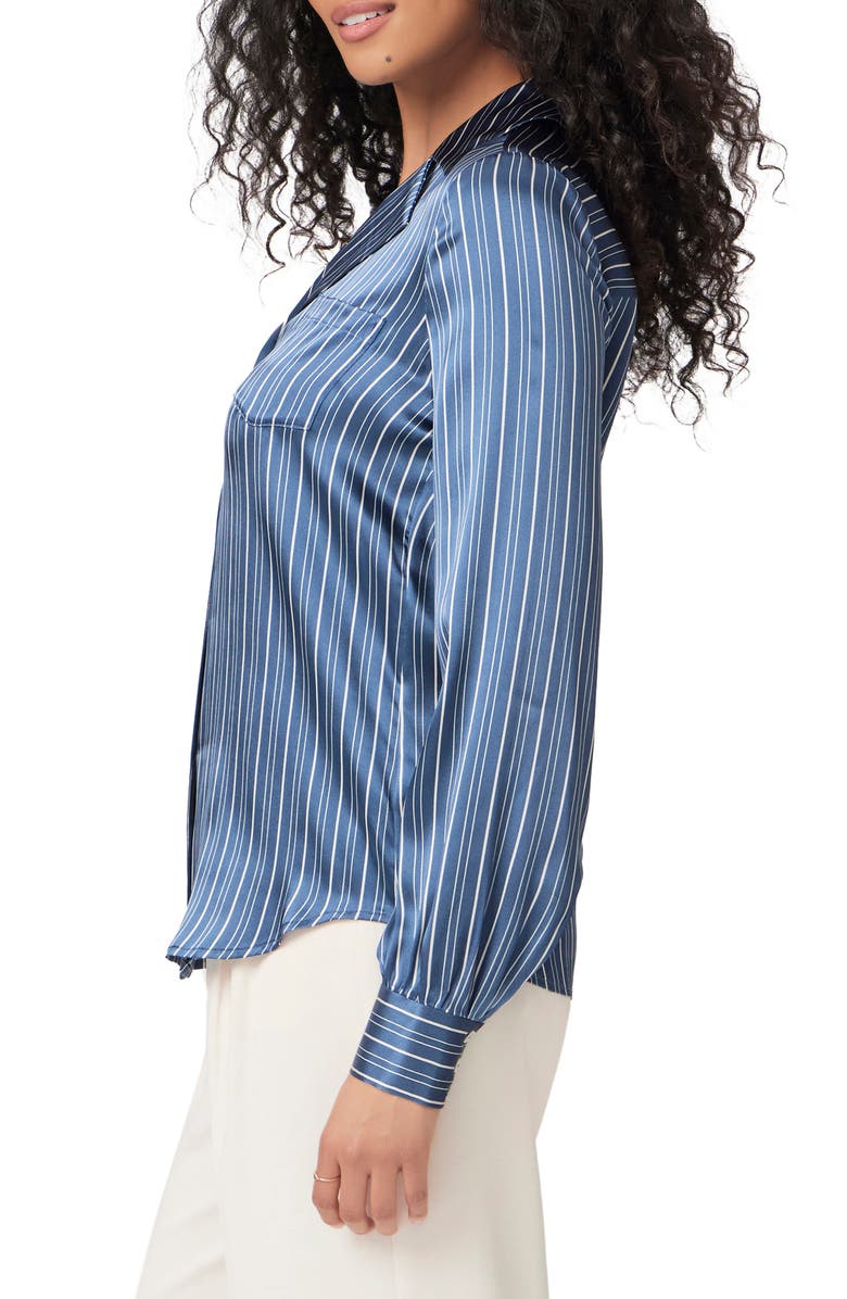 PAIGE Capriana Long Sleeve Silk Shirt, Alternate, color, Navy Multi