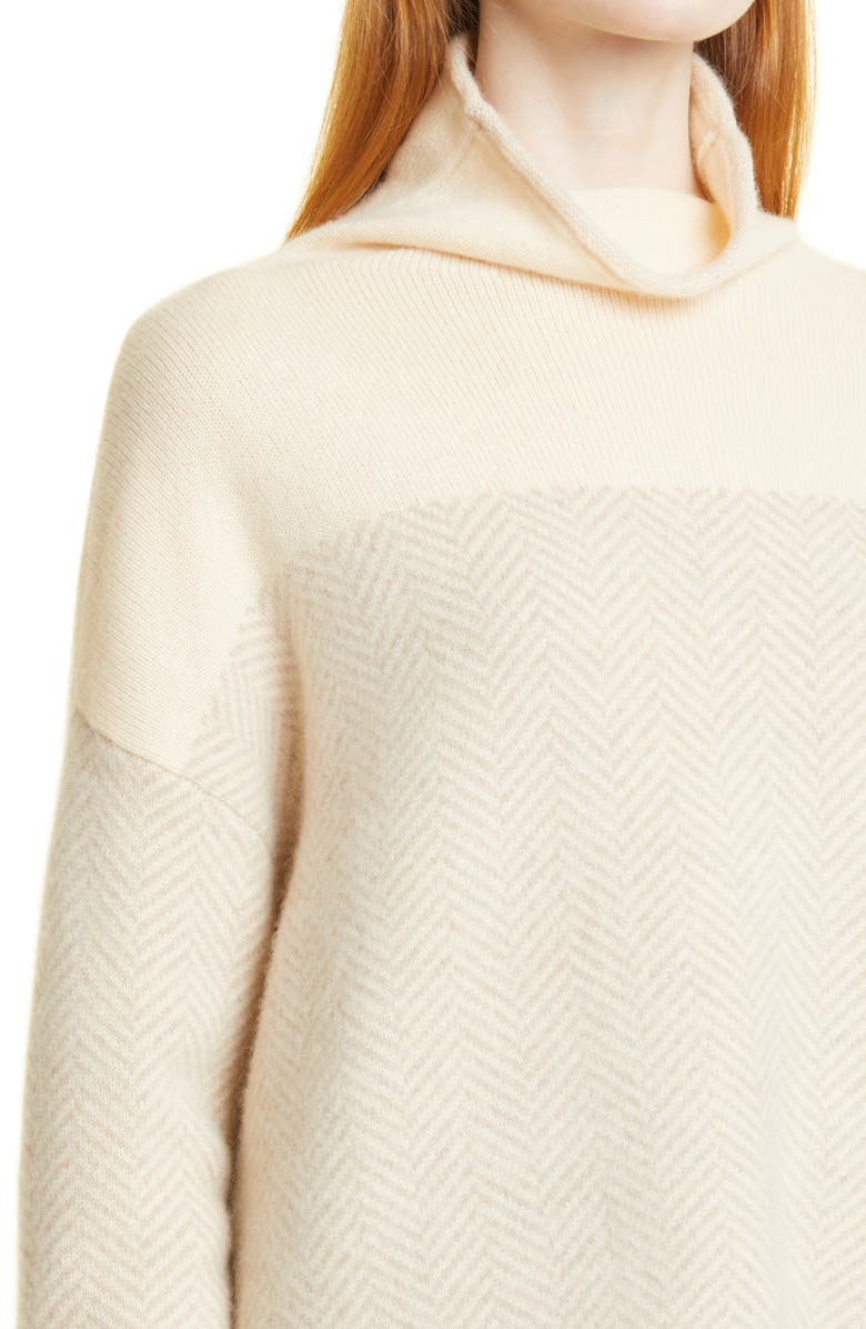 Nordstrom Signature Herringbone Cashmere Sweater, Alternate, color, Beige- Tan Chevron