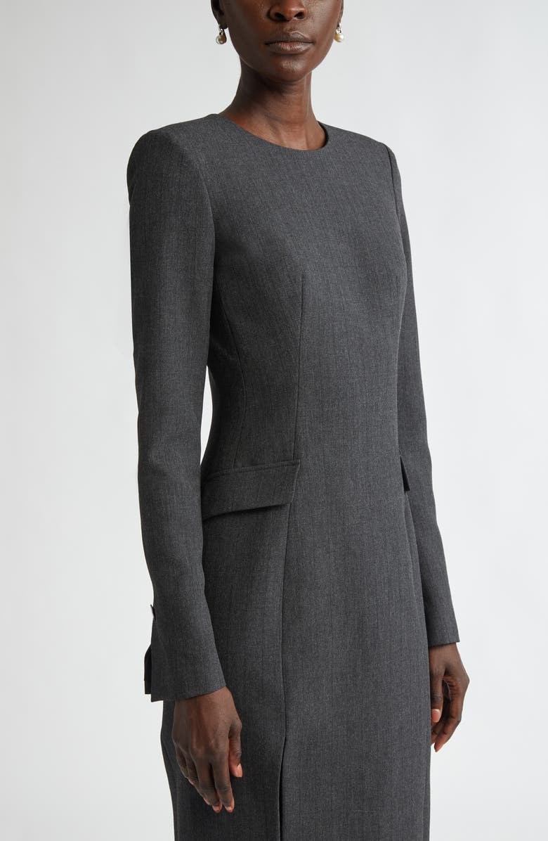 ST. JOHN Pinstripe Long Sleeve Luxe Suiting Dress, Alternate, color, 