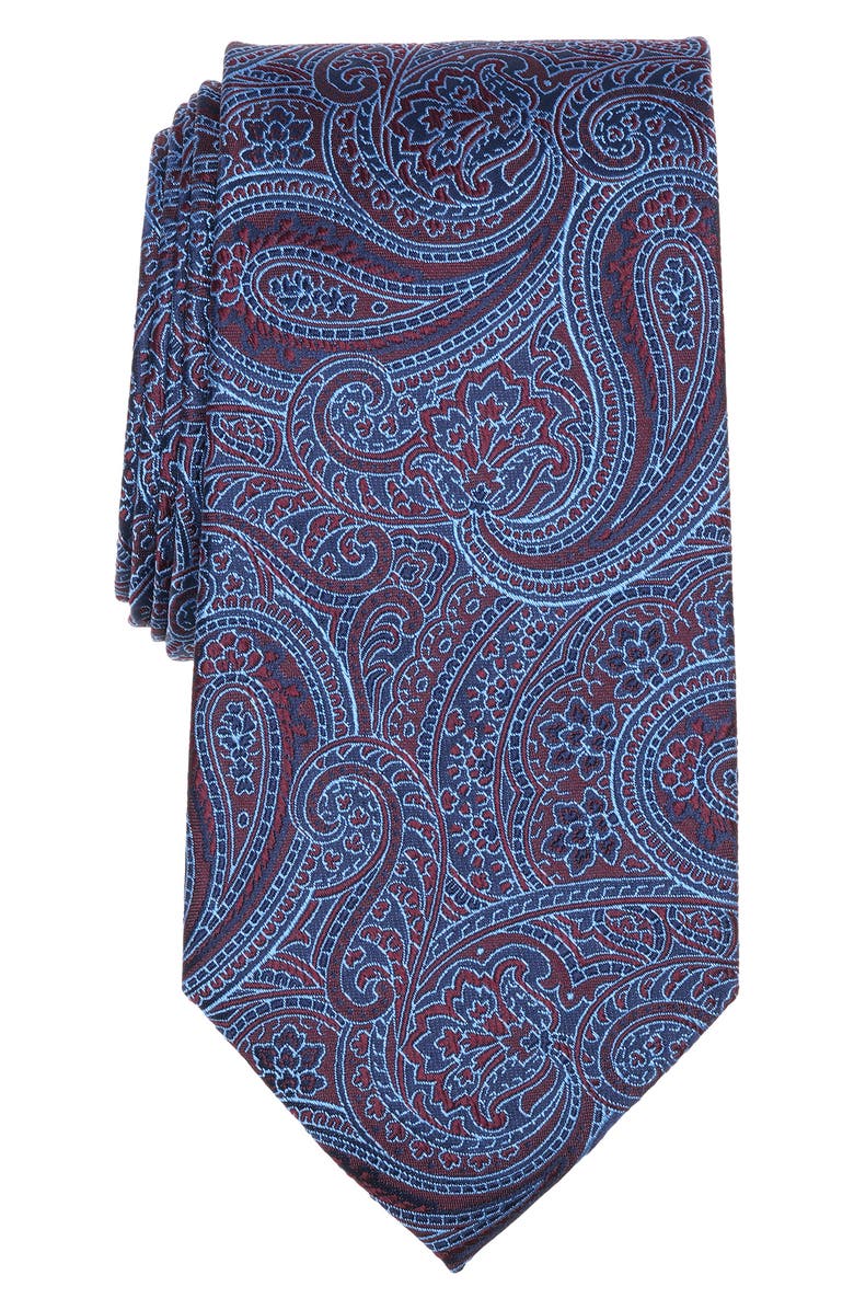 Brooks Brothers Paisley Tie, Main, color, Dark Red