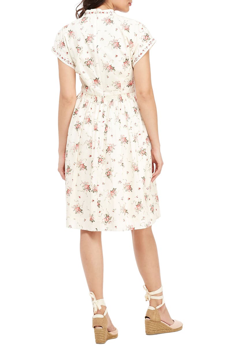 Gal Meets Glam Collection Smocked Waist Floral Print Dress, Alternate, color, 