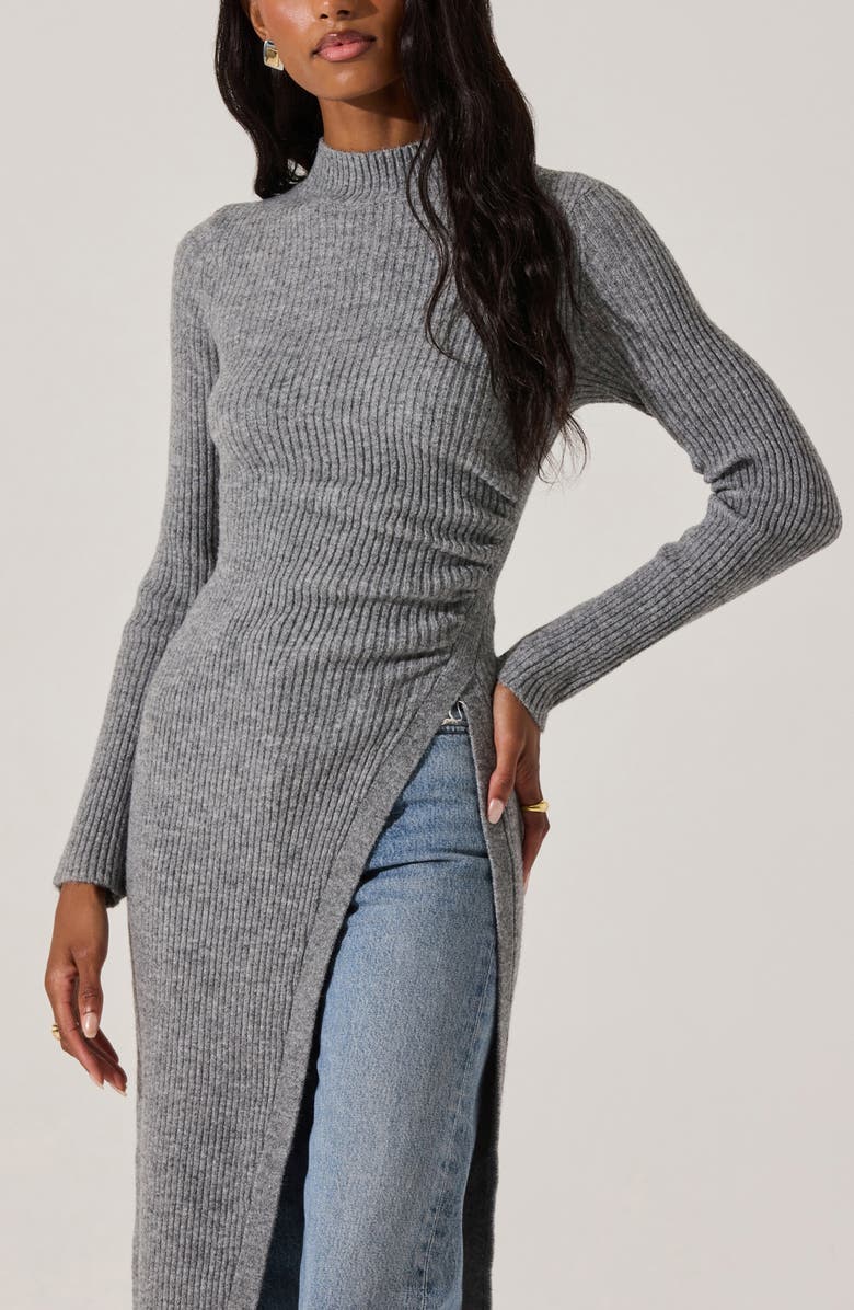 ASTR the Label Mock Neck Rib Longline Sweater, Alternate, color,