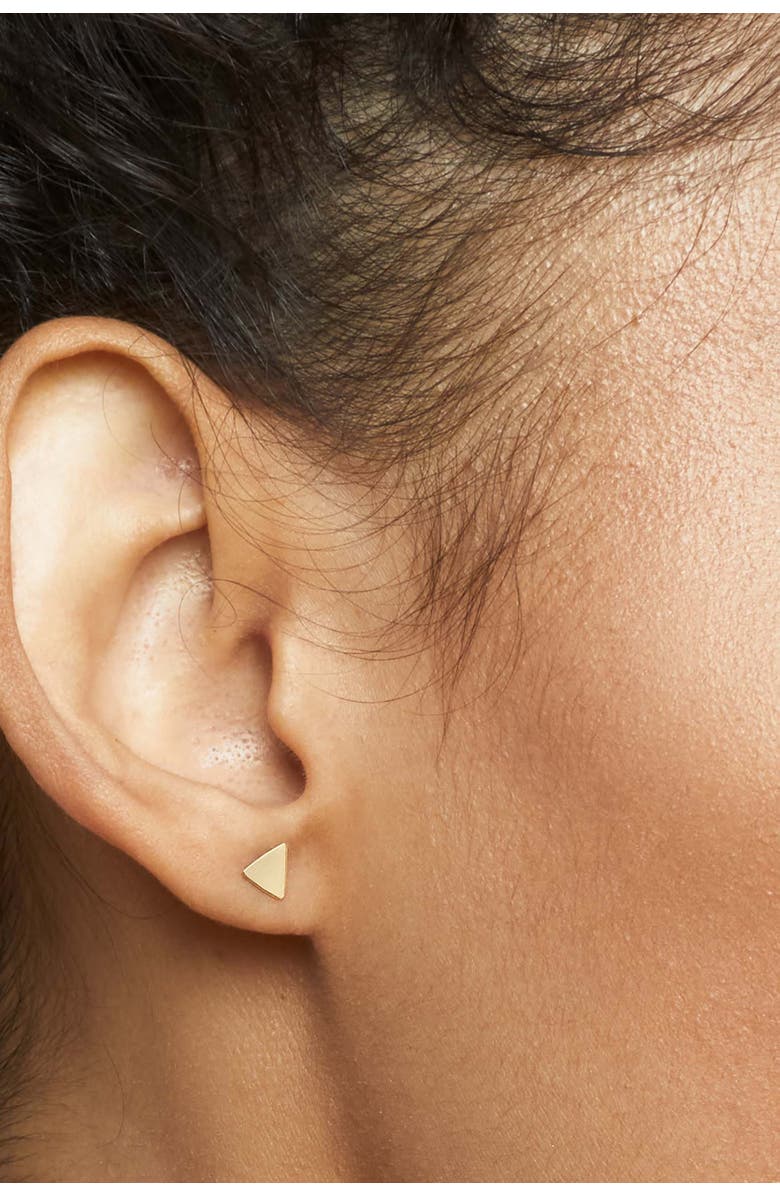 Oradina 14K Yellow Gold Triangle Studs, Alternate, color, Yellow Gold