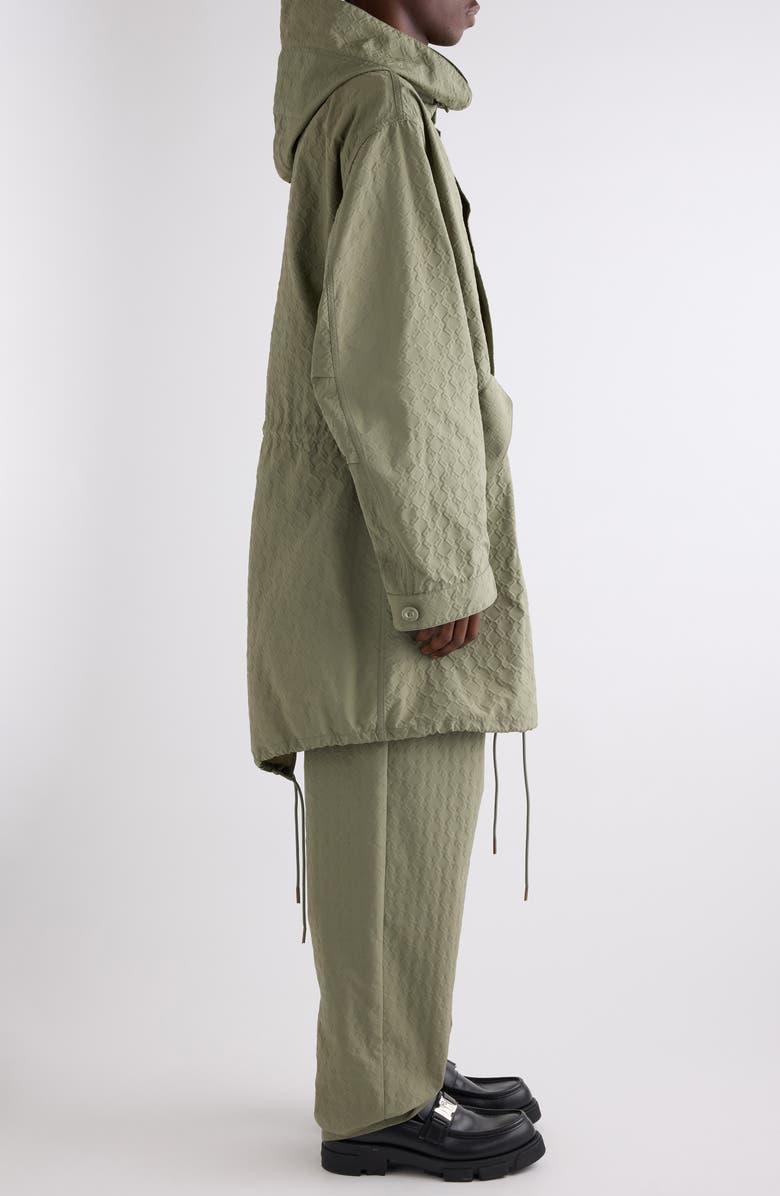 Givenchy Monogram 72 Embossed Fishtail Parka with Removable Hood, Alternate, color, Almond Green