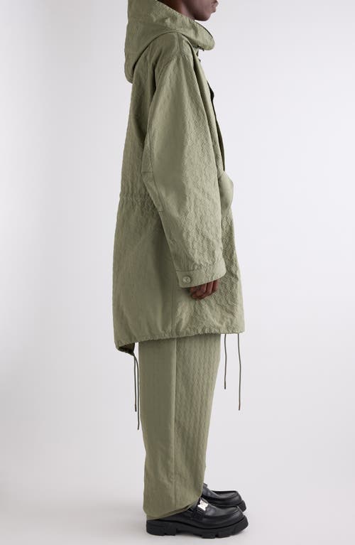 Givenchy Monogram 72 Embossed Fishtail Parka With Removable Hood In Almond Green