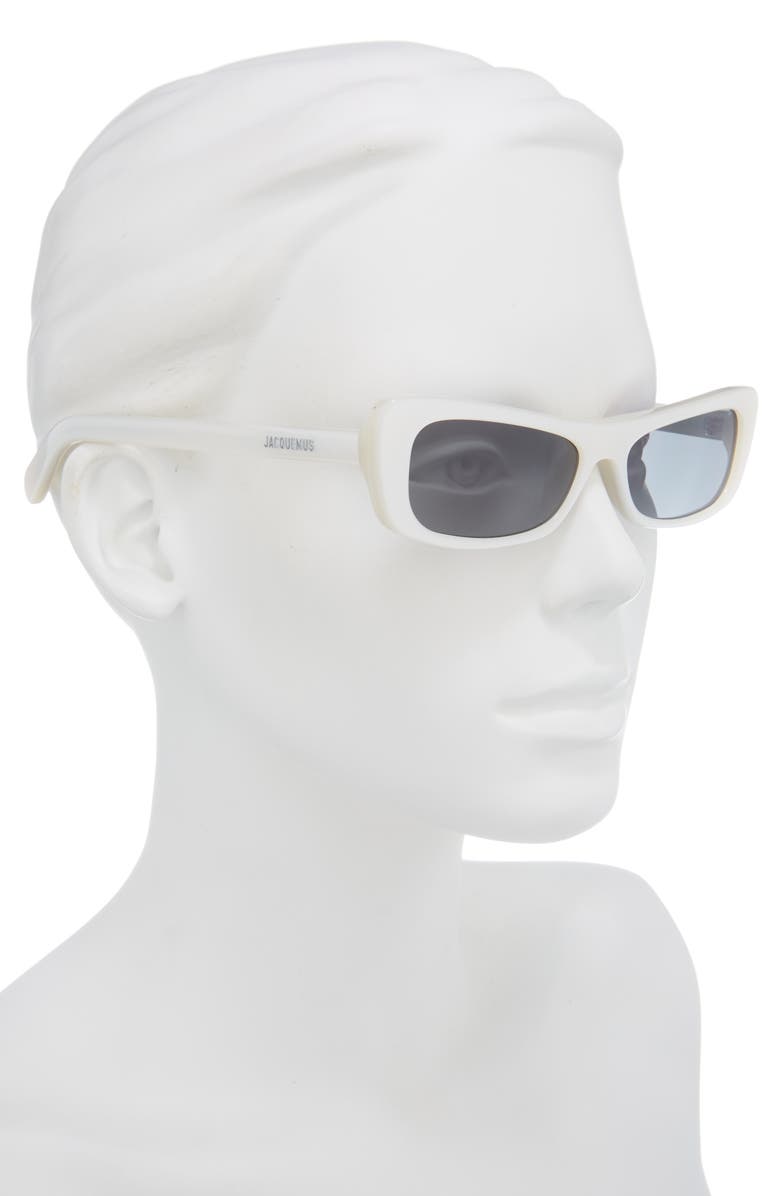 Jacquemus The Capri Rectangular Sunglasses, Alternate, color, Metallic Pearl/ Silver/ Grey