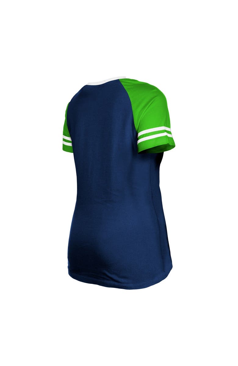 New Era Women's New Era College Navy Seattle Seahawks Raglan Lace-Up T-Shirt, Alternate, color, 