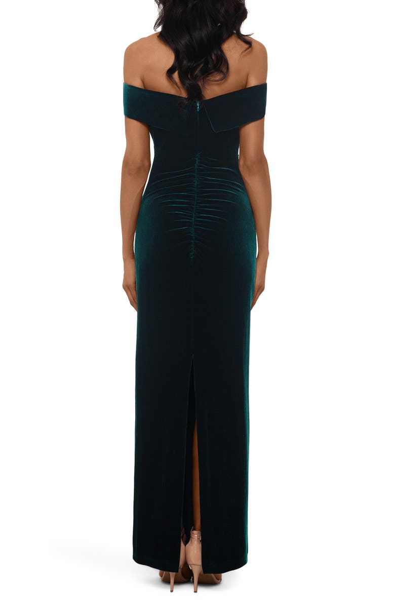 Xscape Evenings Xscape Off the Shoulder Velvet Gown, Alternate, color, 