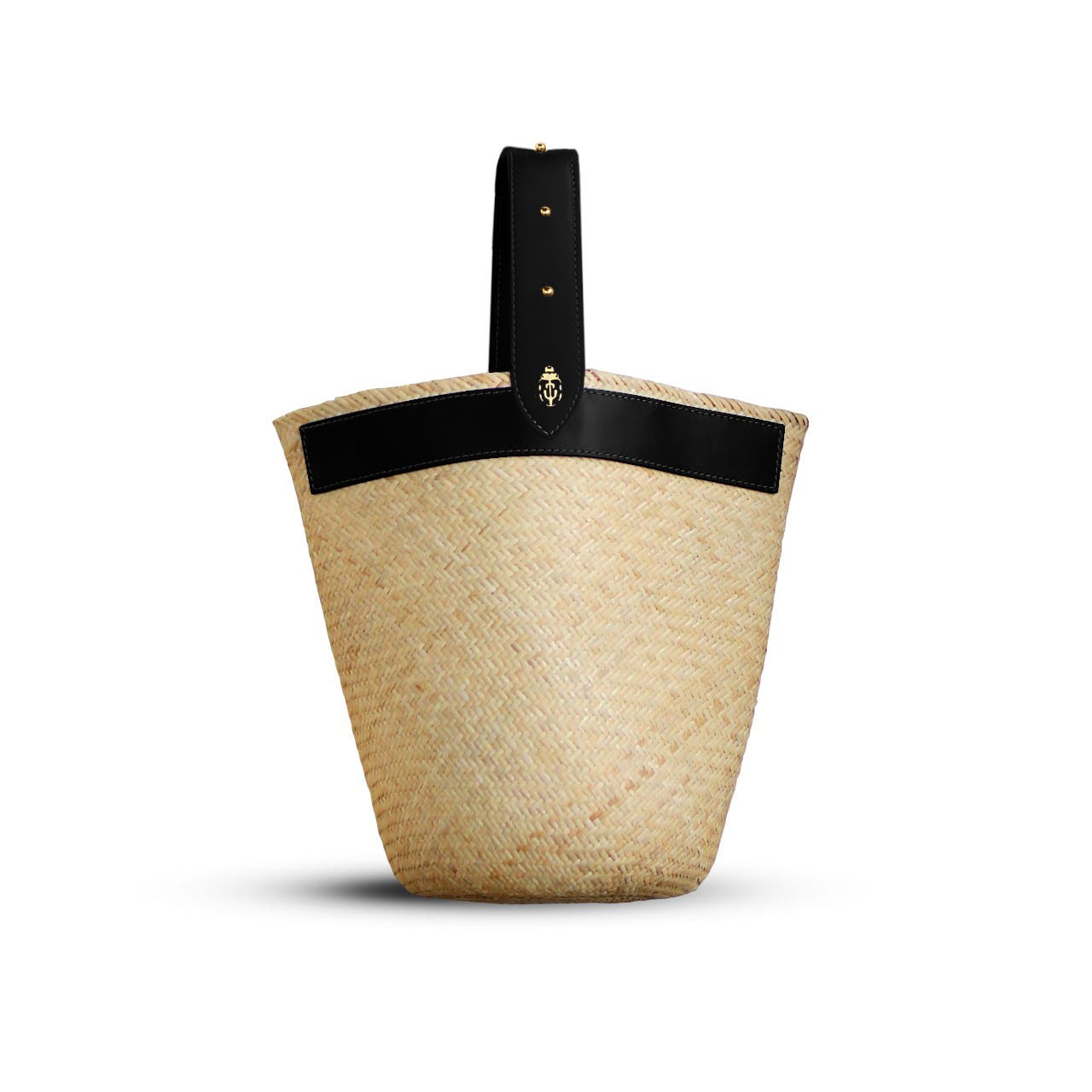 Lastelier Borneo Leather and Straw Bag, Main, color, Black