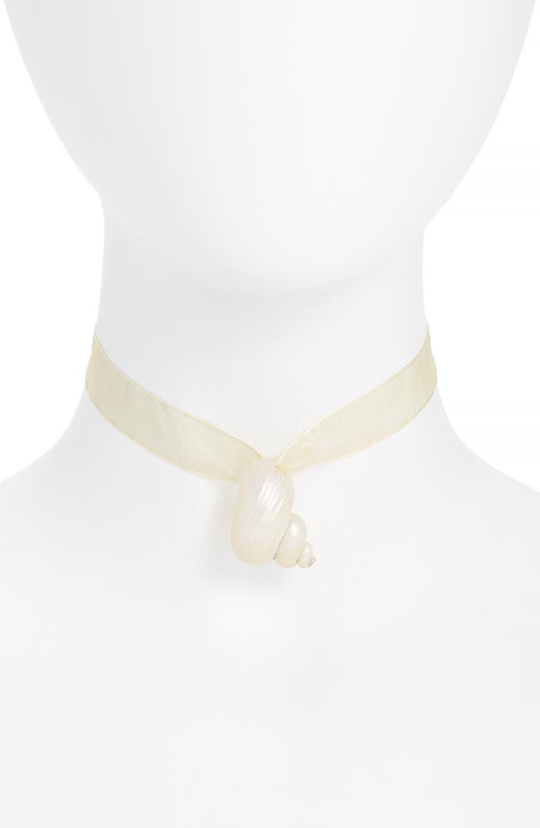 FRASIER STERLING Galapagos Shell Pendant Choker Necklace, Main, color, Cream