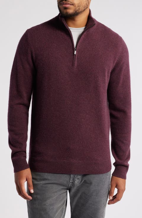 Cashmere Quarter Zip Pullover Sweater (Regular & Big)