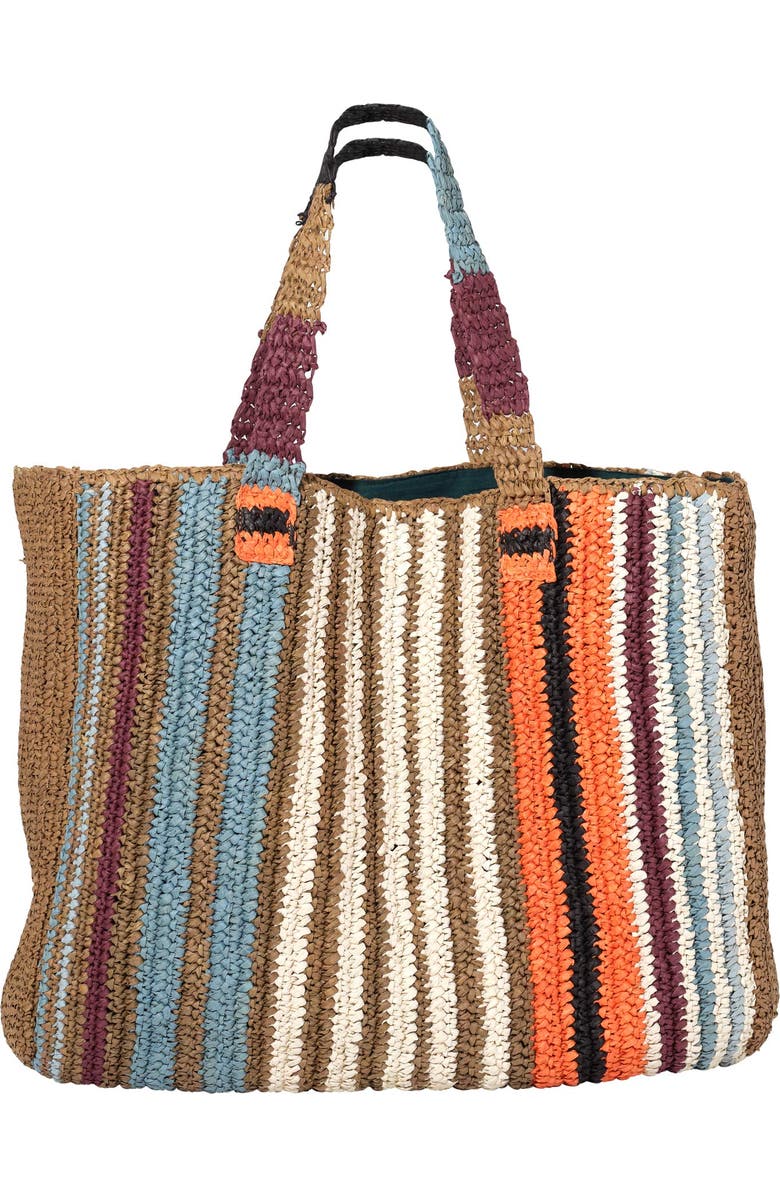 Faherty straw stripe beach tote, Alternate, color, Canyon Stripe